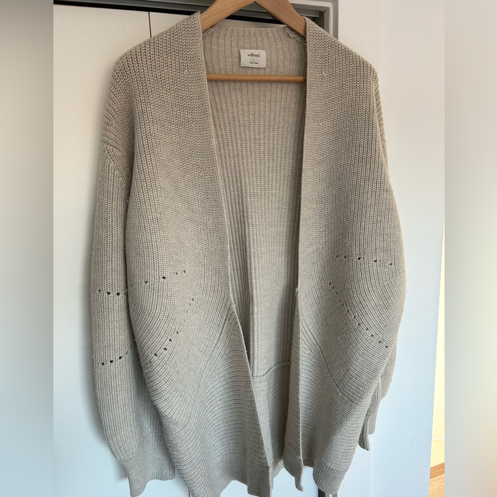 Aritzia Wilfred Merino Wool Open Cardigan